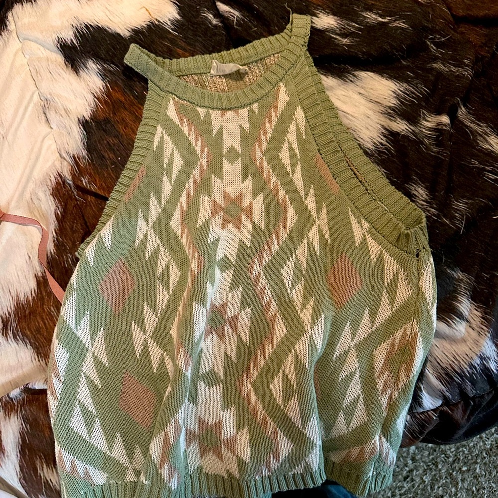 Small Aztec Sweater Tank/cut-off - never worn